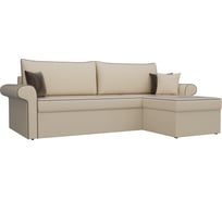 Угловой диван Лига диванов Милфорд угол правый полностью экокожа бежевая, кант экокожа коричневая, подушки экокожа БЕЖ/беж/кор 29067