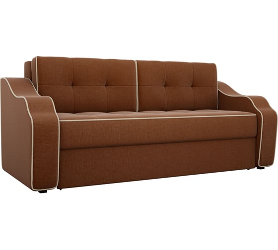 Прямой диван Лига диванов Манчестор полностью рогожка коричневая, кант бежевая 29500 1