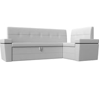 Кухонный угловой диван Лига диванов Деметра правый полностью экокожа белая 28633