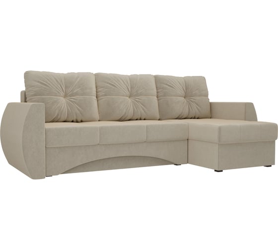 Угловой диван Лига диванов Сатурн правый полностью микровельвет бежевый 27988 1