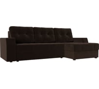 Угловой диван Лига диванов Эмир БС правый полностью микровельвет коричневый 28406