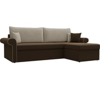 Угловой диван Лига диванов Милфорд угол правый полностью микровельвет коричневый, кант микровельвет бежевый, подушки микровельвет БЕЖ/беж/кор 29063