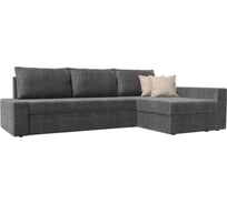 Угловой диван Лига диванов Версаль правый полностью рогожка серая, подушки рогожка СЕР/беж 29475