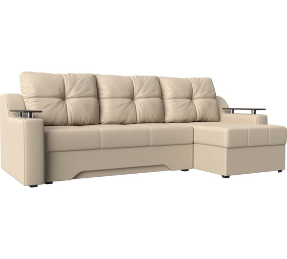 Угловой диван Лига диванов Сенатор правый полностью экокожа бежевая 28034 1
