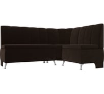 Кухонный угловой диван Лига диванов Кантри правый полностью микровельвет коричневый 29448