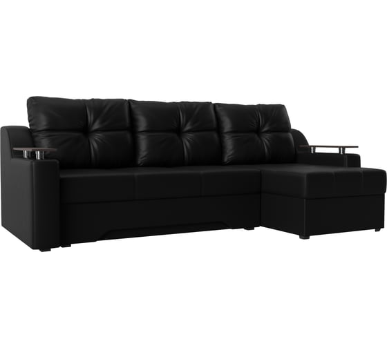 Угловой диван Лига диванов Сенатор правый полностью экокожа черная 28037 1