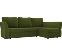 Угловой диван Лига диванов Гесен правый полностью микровельвет зеленый 29318