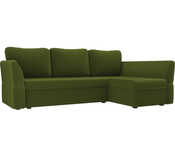 Угловой диван Лига диванов Гесен правый полностью микровельвет зеленый 29318 1
