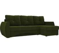 Угловой диван Лига диванов Сатурн правый полностью микровельвет зеленый 27989