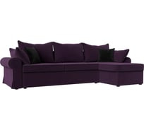 Угловой диван Лига диванов Элис правый полностью велюр фиолетовый, кант велюр черный, подушки велюр ФИО/фио/черн 31481