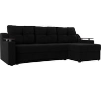 Угловой диван Лига диванов Сенатор правый полностью микровельвет черный 28048