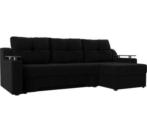 Угловой диван Лига диванов Сенатор правый полностью микровельвет черный 28048 1