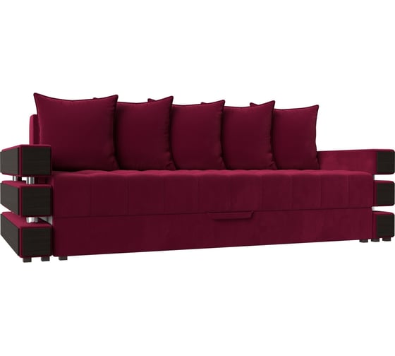 Прямой диван Лига диванов Венеция полностью микровельвет бордовый 27967 1