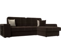 Угловой диван Лига диванов Брюссель правый полностью микровельвет коричневый 29388