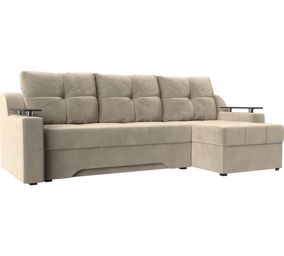 Угловой диван Лига диванов Сенатор правый полностью микровельвет бежевый 28038 1