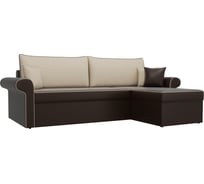 Угловой диван Лига диванов Милфорд угол правый полностью экокожа коричневая, кант экокожа бежевая, подушки экокожа БЕЖ/кор/беж 29072