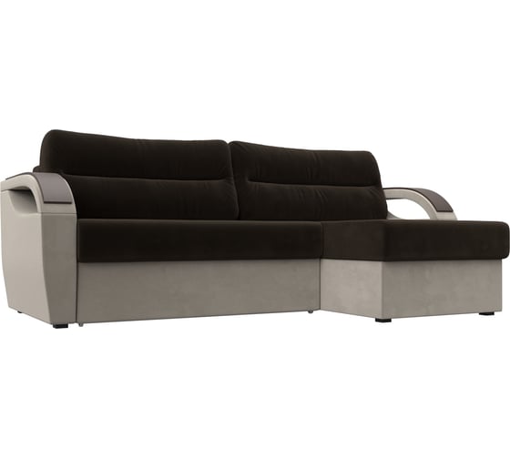 Угловой диван Лига диванов Форсайт правый основа микровельвет коричневый, компаньон микровельвет бежевый 100784 1