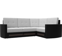 Угловой диван Лига диванов Белла правый основа экокожа белая, компаньон экокожа черная 28203
