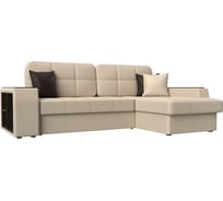 Угловой диван Лига диванов Брюссель правый полностью экокожа бежевая 29394