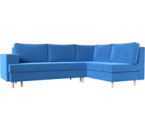 Угловой диван Лига диванов Сильвана правый полностью велюр голубой 100844