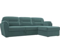 Угловой диван Лига диванов Бостон правый полностью Велюр бирюзовый 100528