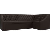 Кухонный угловой диван Лига диванов Мерлин правый полностью экокожа коричневая 100460