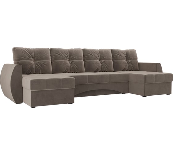 П-образный диван Лига диванов Сатурн полностью велюр коричневый 100981 1