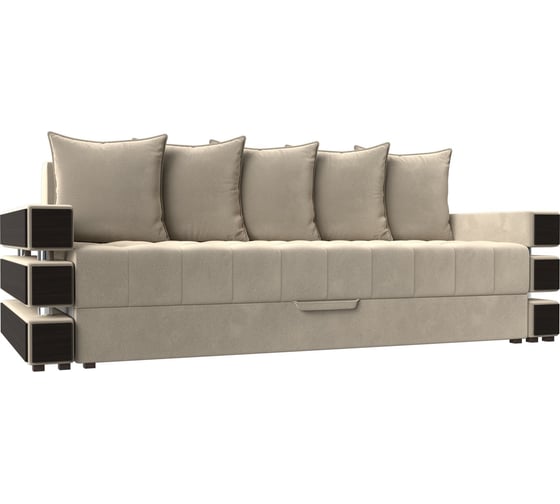 Прямой диван Лига диванов Венеция полностью микровельвет бежевый 27962 1