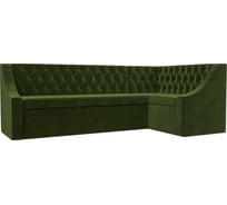 Кухонный угловой диван Лига диванов Мерлин правый полностью микровельвет зеленый 100451