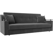 Прямой диван Лига диванов книжка Сенатор полностью велюр серый 100623