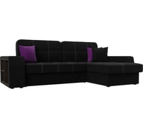 Угловой диван Лига диванов Брюссель правый полностью микровельвет черный 29390