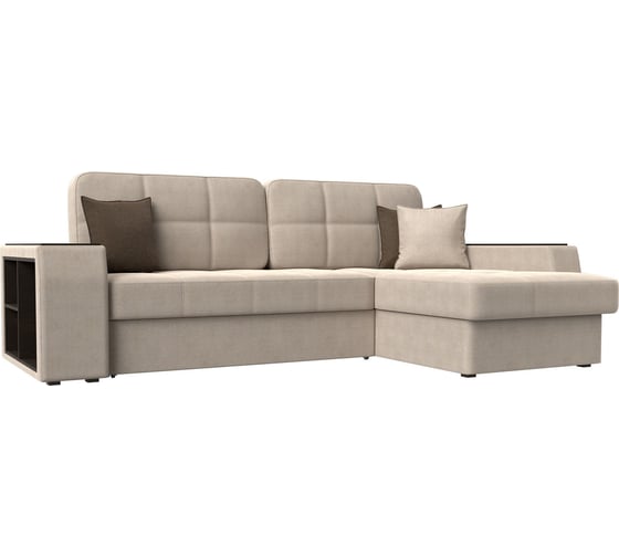 Угловой диван Лига диванов Брюссель правый полностью рогожка бежевая 29391 1