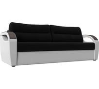 Прямой диван Лига диванов Форсайт основа микровельвет черный, компаньон экокожа белая 100754