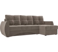 Угловой диван Лига диванов Сатурн правый полностью велюр коричневый 101048