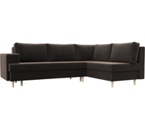 Угловой диван Лига диванов Сильвана правый полностью велюр коричневый 100842