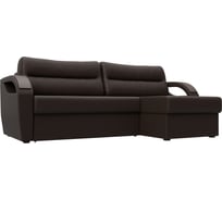 Угловой диван Лига диванов Форсайт правый полностью экокожа коричневая 100805
