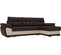 Угловой диван Лига диванов Нэстор правый основа экокожа коричневая, вставка экокожа бежевая 100430