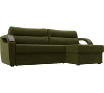 Угловой диван Лига диванов Форсайт правый полностью микровельвет зеленый 100781