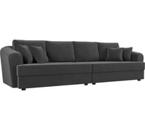 Прямой диван Лига диванов Милтон полностью велюр серый 100656