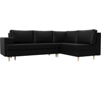 Угловой диван Лига диванов Сильвана правый полностью экокожа черная 100857