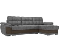 Угловой диван Лига диванов Нэстор правый основа рогожка серая, вставка рогожка коричневая 100424