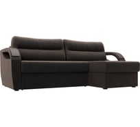 Угловой диван Лига диванов Форсайт правый полностью велюр коричневый 100774