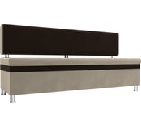 Кухонный прямой диван Лига диванов Стайл основа микровельвет бежевый, компаньон микровельвет коричневый 100861