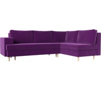 Угловой диван Лига диванов Сильвана правый полностью микровельвет фиолетовый 100849