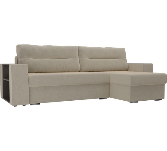 Угловой диван Лига диванов Эридан правый полностью микровельвет бежевый 102090 1