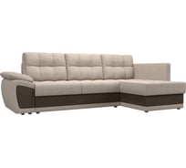 Угловой диван Лига диванов Нэстор прайм правый основа рогожка бежевая, вставка рогожка коричневая 103108