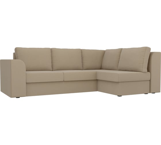 Угловой диван Лига диванов Пауэр правый полностью рогожка бежевая 100209 1