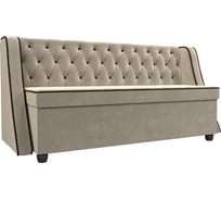 Кухонный прямой диван Лига диванов Лофт основа микровельвет бежевый, кант микровельвет коричневый 104553