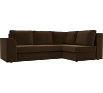 Угловой диван Лига диванов Пауэр правый полностью микровельвет коричневый 100206