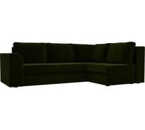 Угловой диван Лига диванов Пауэр правый полностью микровельвет зеленый 100205